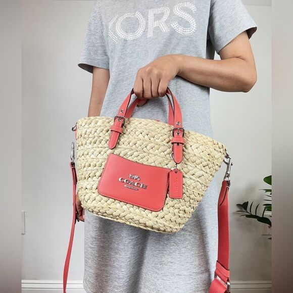 NWT Coach Small Straw Tote Bag - Picture 8 of 10